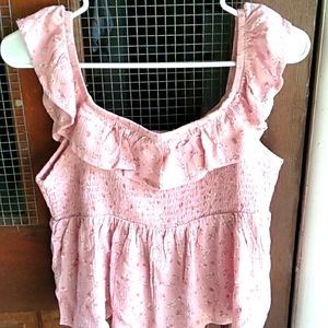 Nwt Pink &White Floral Top (L)